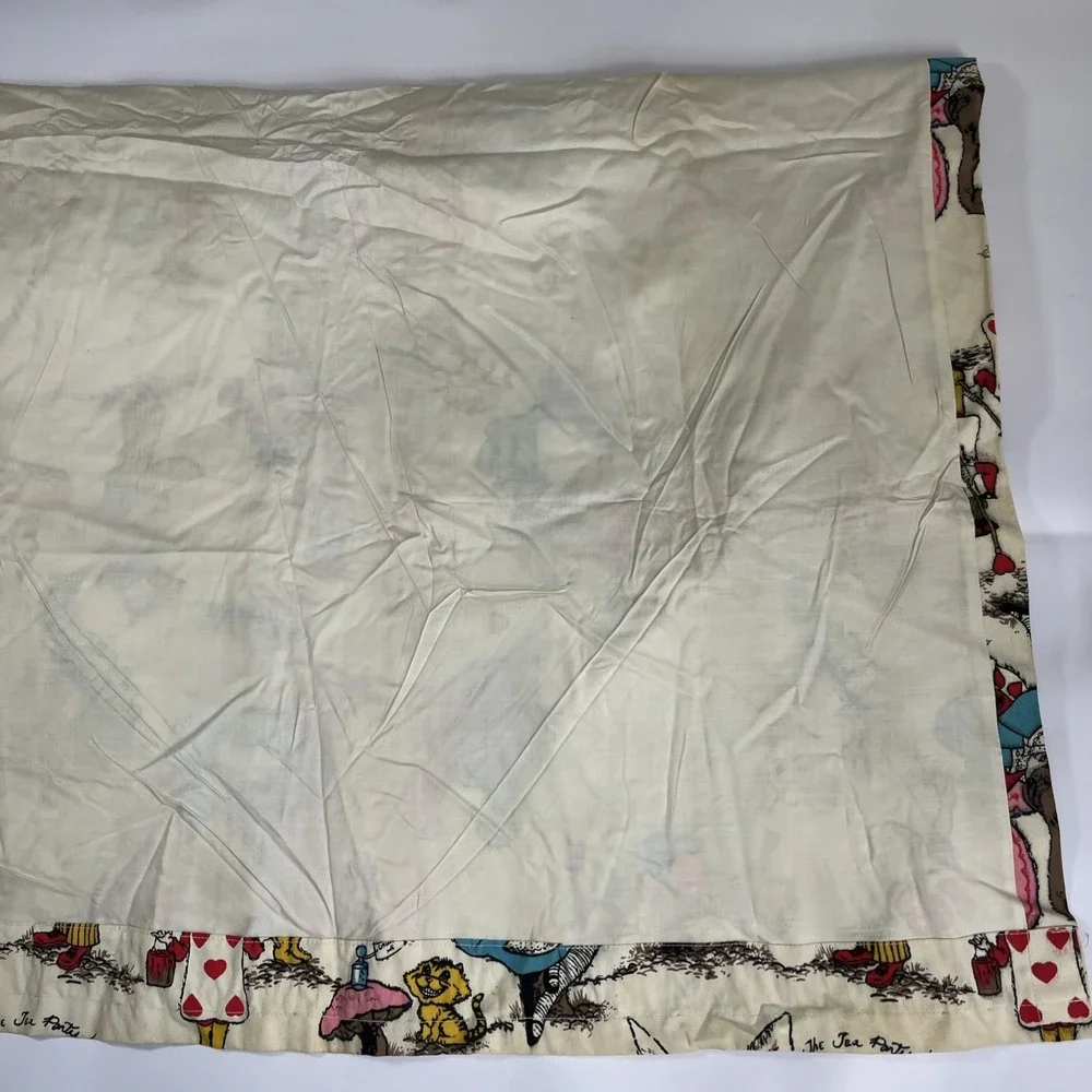 Vintage 1970s Alice in Wonderland Psychedelic Mad Hatter Tea Party Cotton Fabric